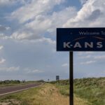 Welcome to Kansas sign with a developing LP Supercell