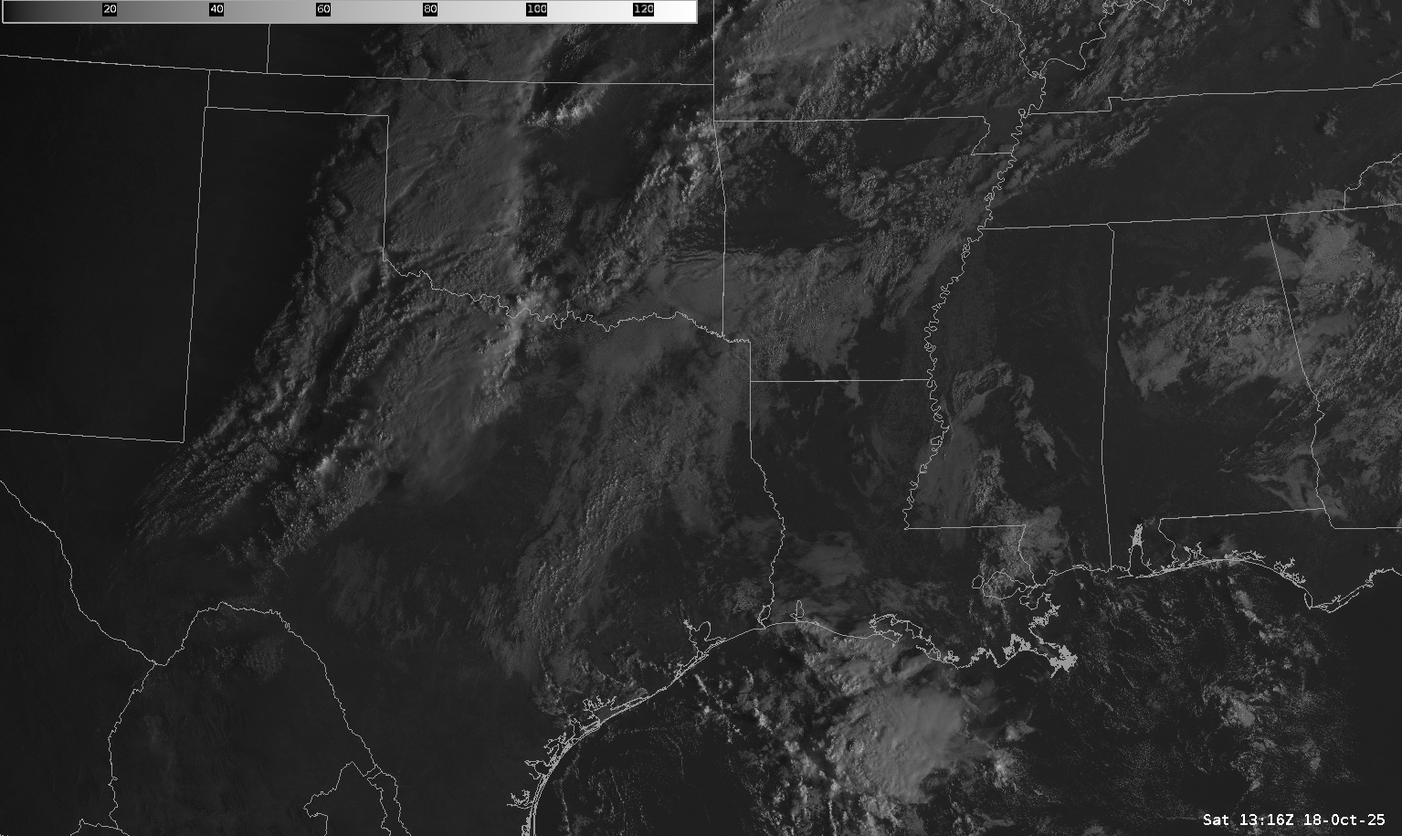Visible Satellite 9:15 am CDT/1415Z Saturday October 18, 2025